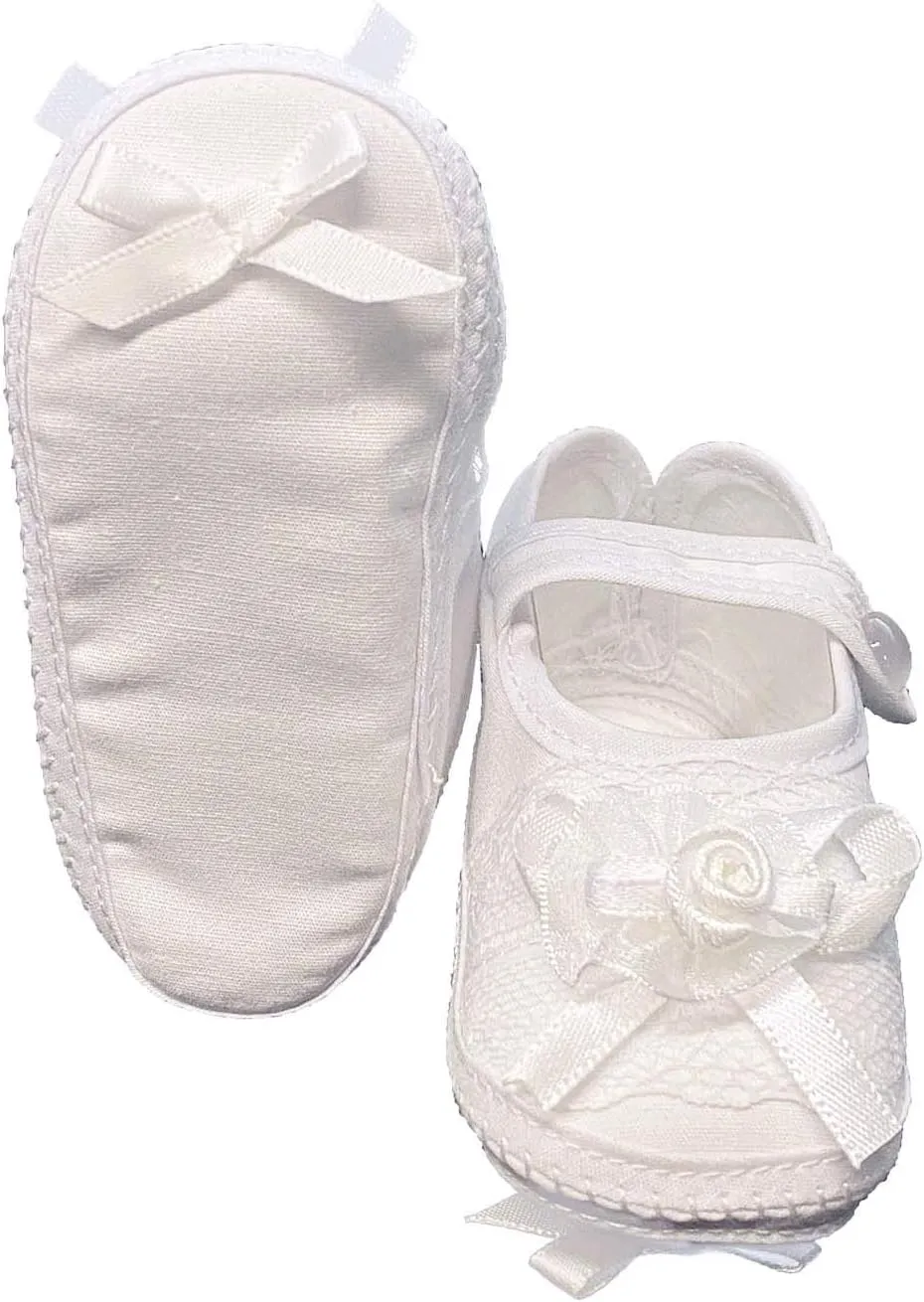 Baptism Shoes for Baby Girls - White Baby Christening Shoes Baby Booties Newborn - Zapatos de Bautizo para Nina
