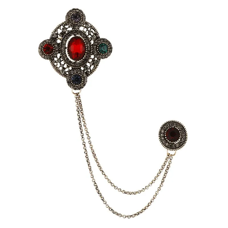 Baroque Style Women Vintage Crystal Chains Brooches