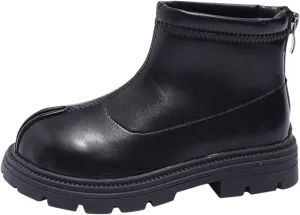 Black Platform Booties Girls Zipper Shoes Outdoor Warm Non Slip Soft Sole Booties Classic Water Proof Play Shoes