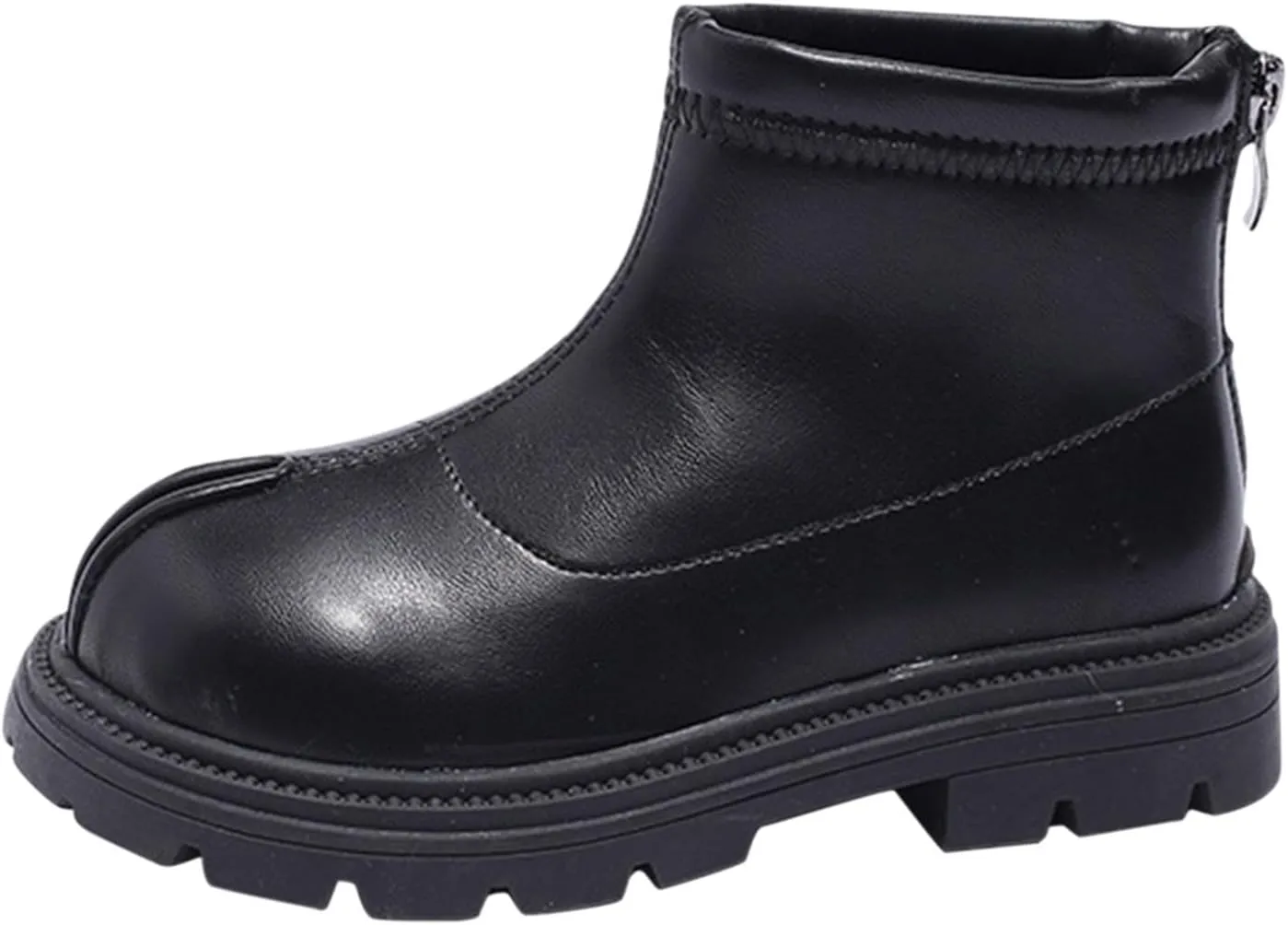 Black Platform Booties Girls Zipper Shoes Outdoor Warm Non Slip Soft Sole Booties Classic Water Proof Play Shoes