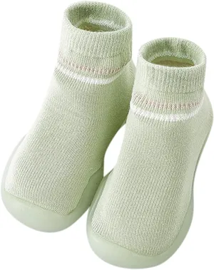 Boys Girls First Walking Shoes Rubber Sole Non-Skid Sneakers Indoor House First Walker Toddler Shoes