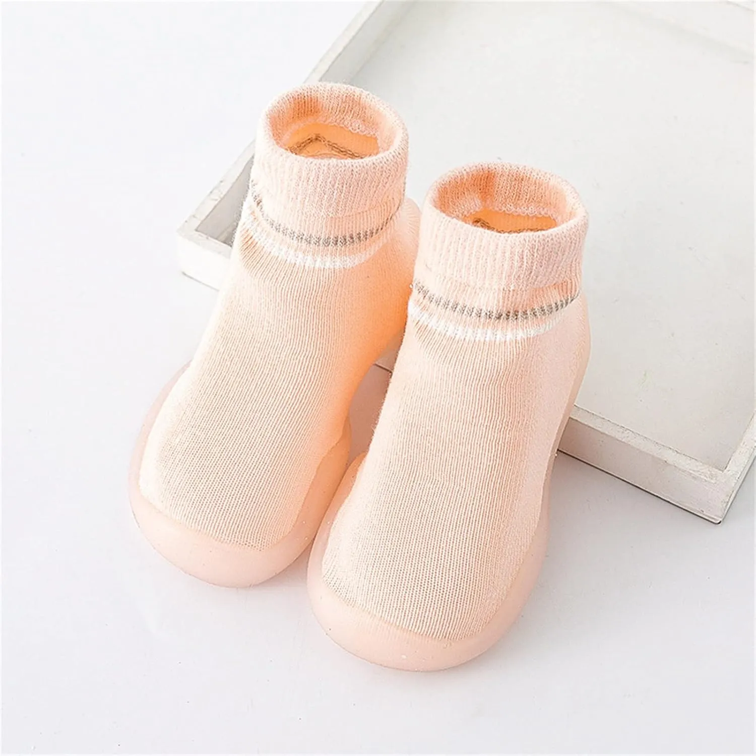 Boys Girls First Walking Shoes Rubber Sole Non-Skid Sneakers Indoor House First Walker Toddler Shoes
