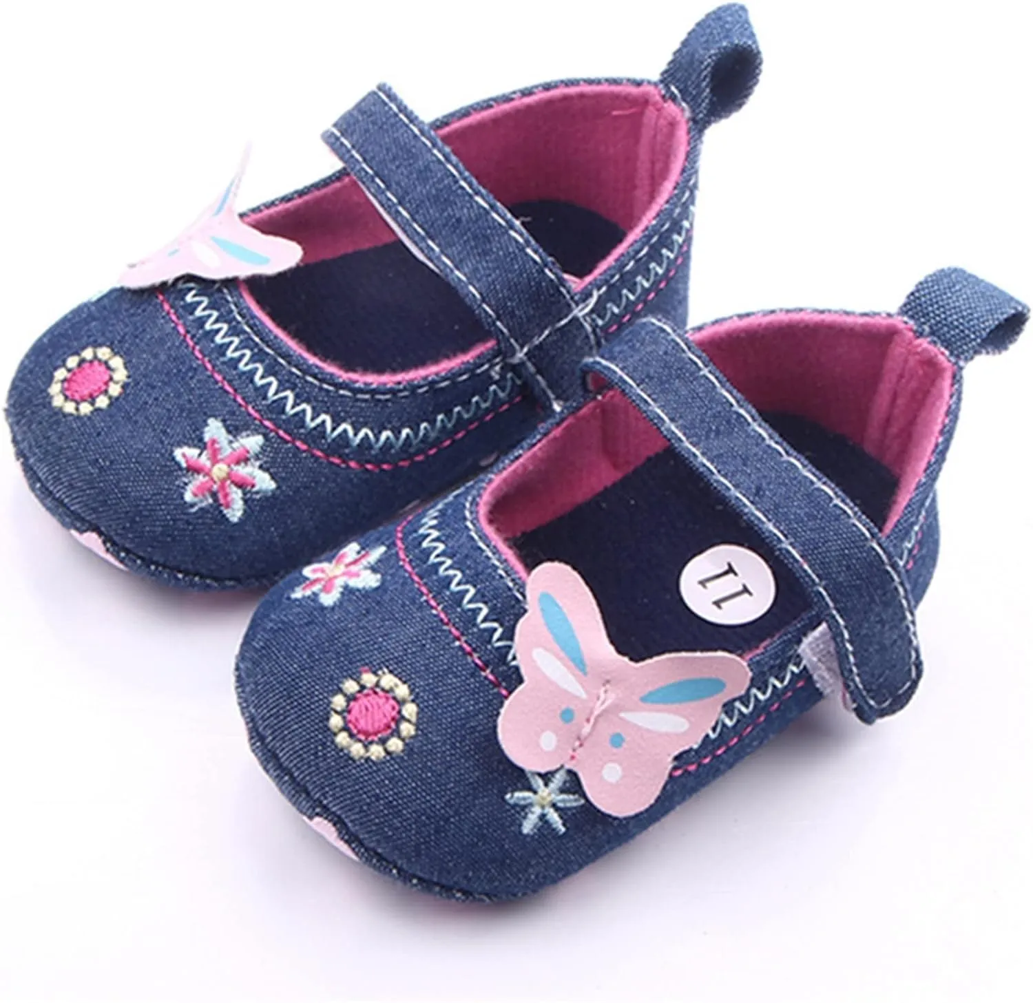 Boys Shoes Infant Girls Sneakers Baby Newborn Cute Bow Embroidered Walking Shoes Flat Shoes Denim Models Soccer Cleats