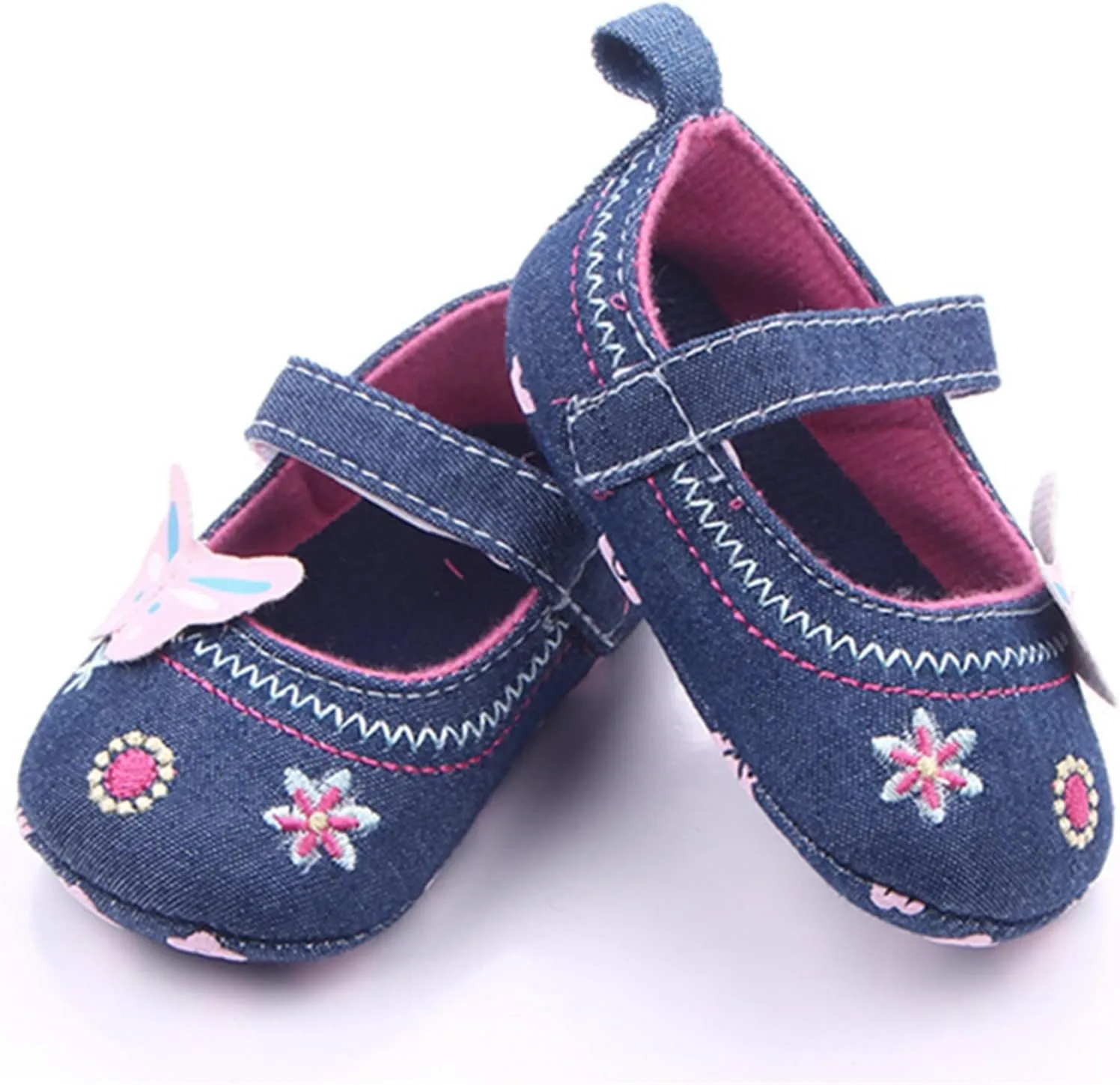 Boys Shoes Infant Girls Sneakers Baby Newborn Cute Bow Embroidered Walking Shoes Flat Shoes Denim Models Soccer Cleats