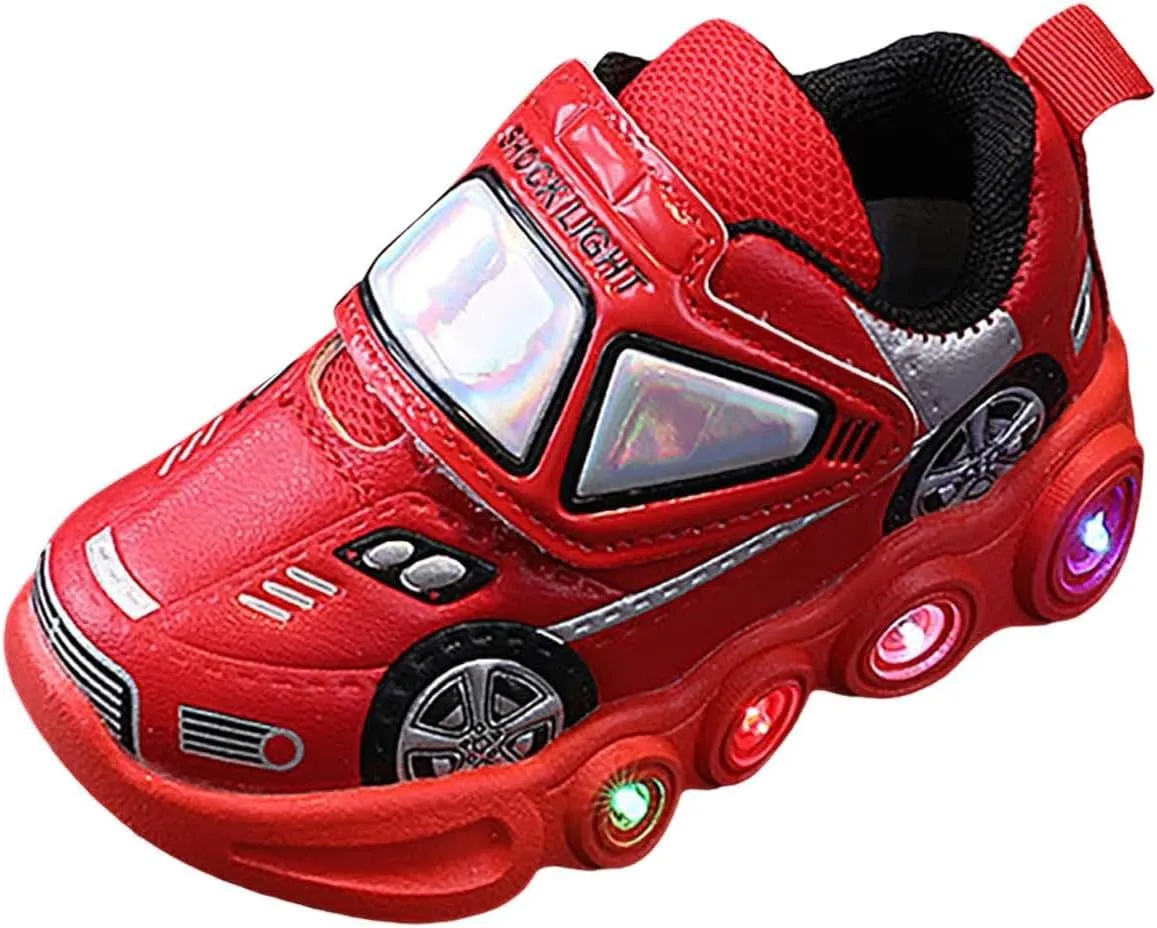 Car Shoes for Boys Light Up Kids Toddler Girls Boys Breathable Flashing Sneakers Cute Cartoon Cars Toddler Shoes