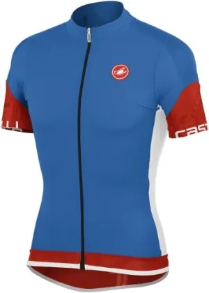 Castelli Entrata Jersey Full Zip Drive- Blue-Red