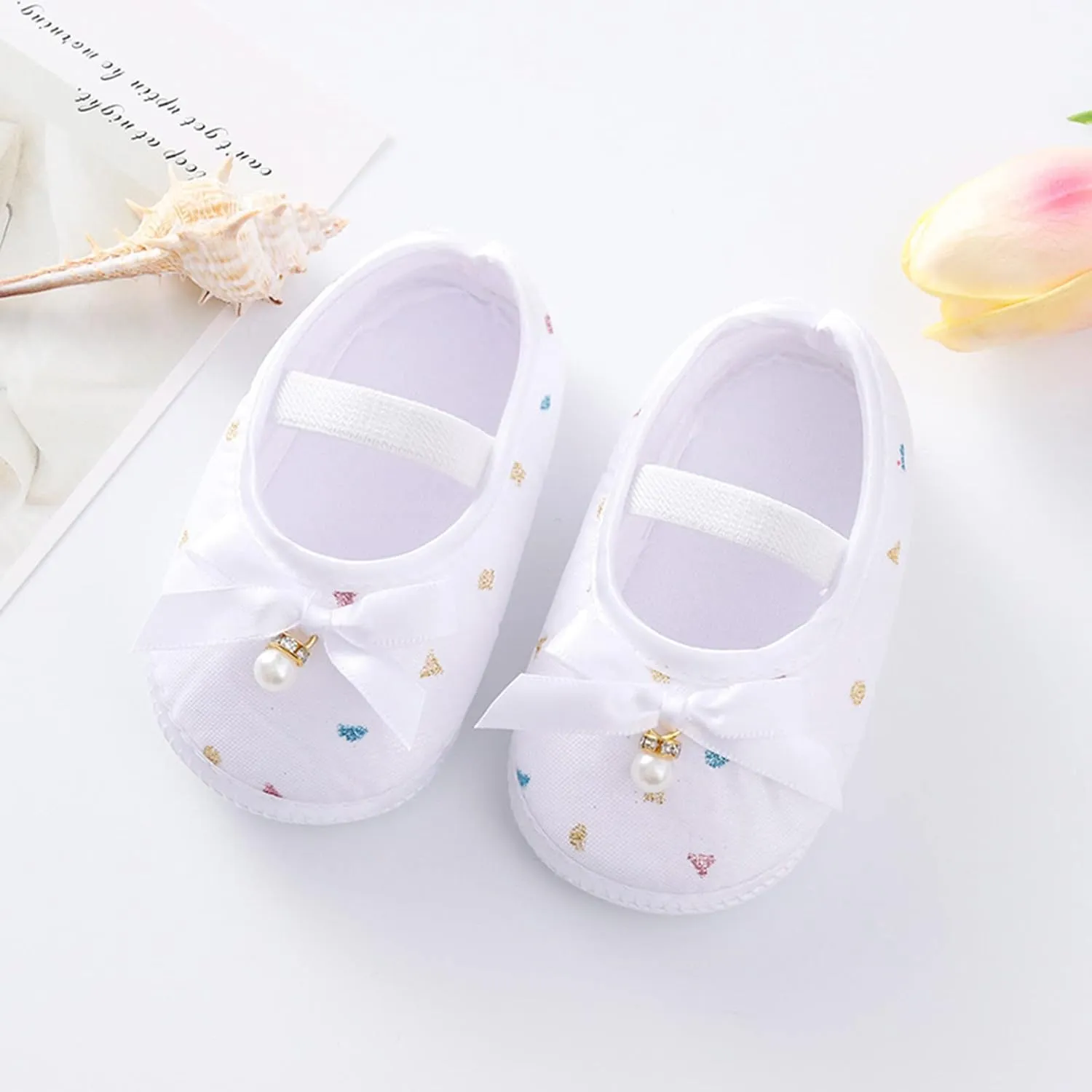 Child Princess Sole Set Cute Shoes Shoes Pearl Headband Little Soft Toddler Bow Kids Sneakers Toddler Boys