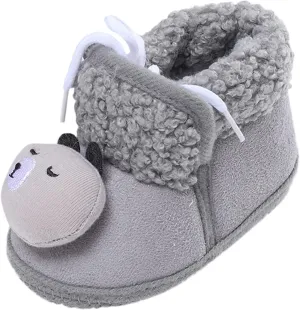 Children Casual Shoes Baby Girl Boy Warm Shoes Soft Sole Booties Snow Boots Comfortable Infant Toddler Fashion Shoes (Grey, 12-18 Months)