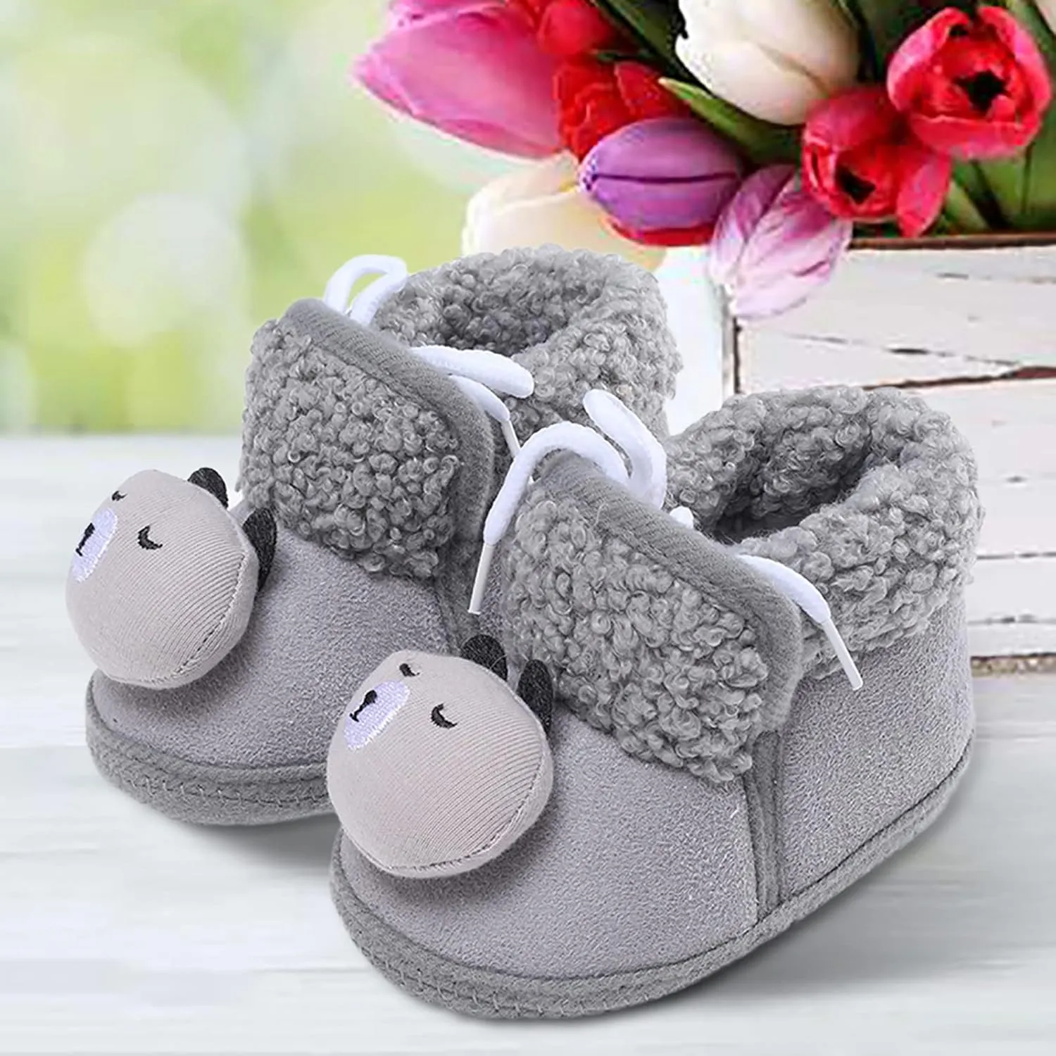 Children Casual Shoes Baby Girl Boy Warm Shoes Soft Sole Booties Snow Boots Comfortable Infant Toddler Fashion Shoes (Grey, 12-18 Months)