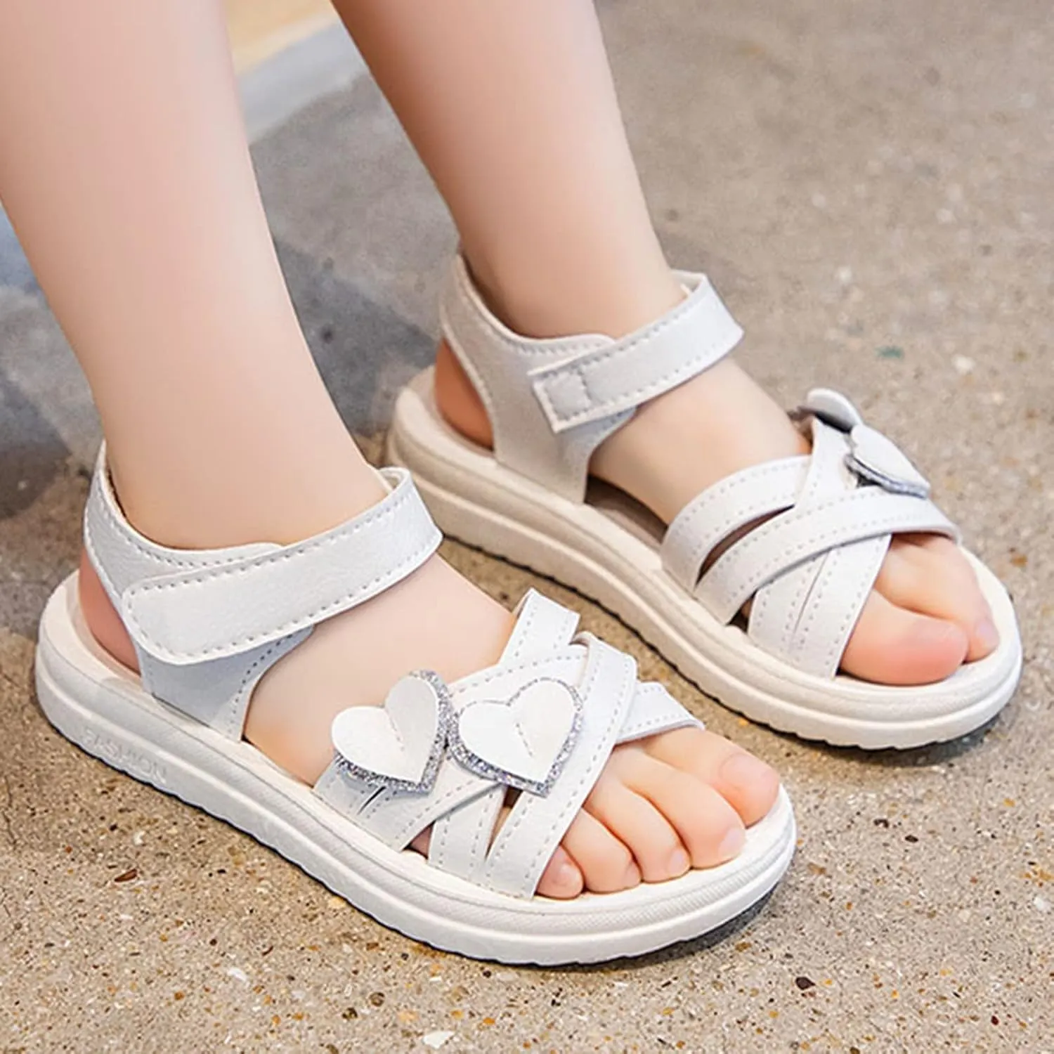 Children Shoes Fashion Love Decorative Thick Sole Sandals Soft Sole Comfortable Princess Sandals Toddler 10 Shoes Girls