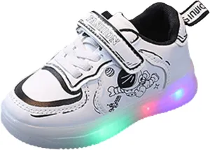 Children Shoes LED Lighting Casual Shoes Boys Girls Students White Cute Soft Sole Sport Girls Running Shoes Size 1