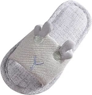 Children Slippers Children Linen Slippers Indoor Home Cotton and Linen Soft Sole Slippers Baby Shoes for Shower (Green, 11.5-12 Years Big Kids)