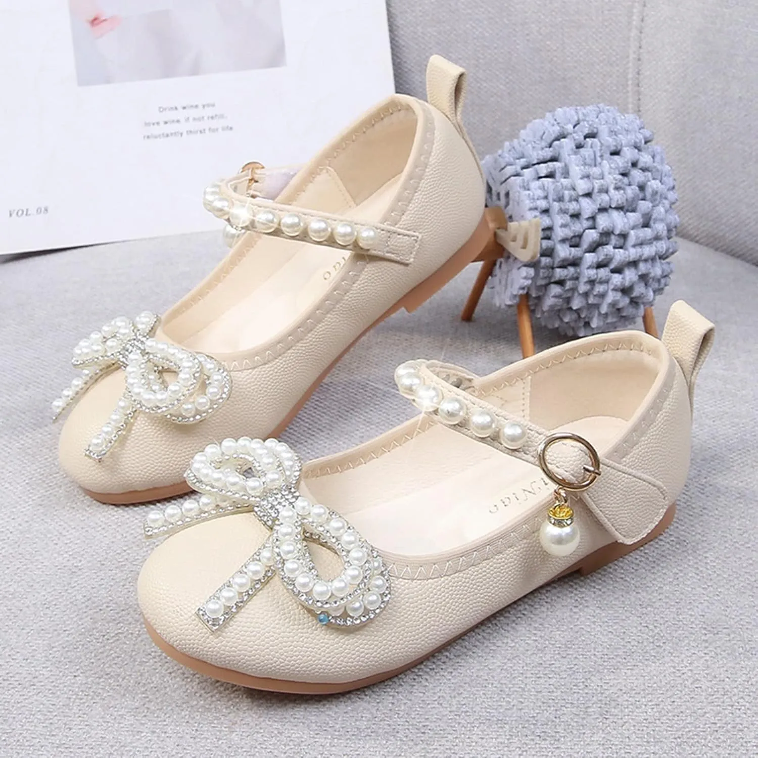 Children Small Leather Shoes Single Shoes Baby Small Leather Shoes Soft Sole Buckle Princess Shoes for Girls Size 3