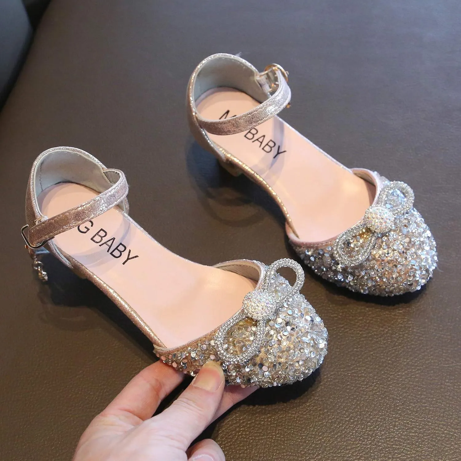 Children Soft Sole Foot Warmer Toddler Shoes Kid Princess Bling Infant Crystal Dance Girls Bowknot Baby Baby