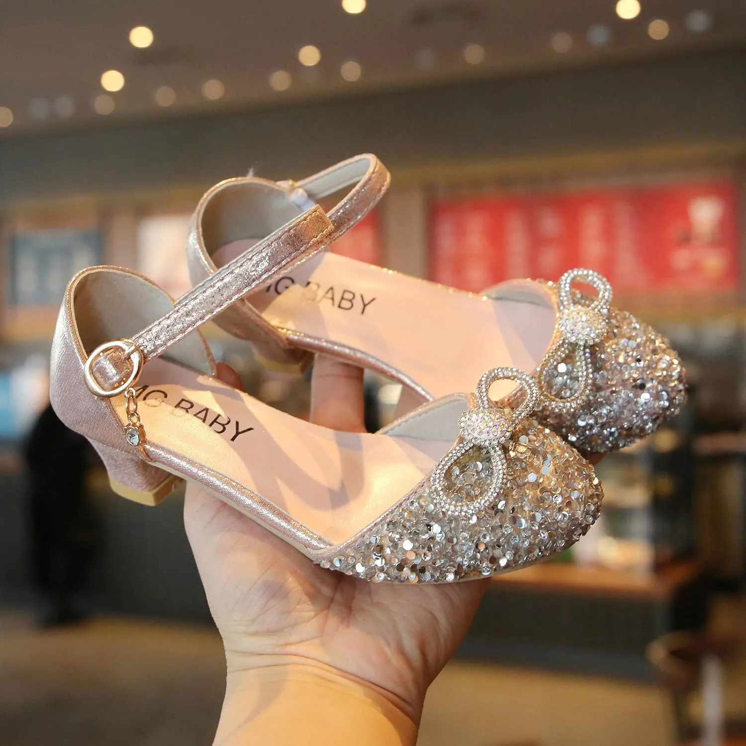 Children Soft Sole Foot Warmer Toddler Shoes Kid Princess Bling Infant Crystal Dance Girls Bowknot Baby Baby