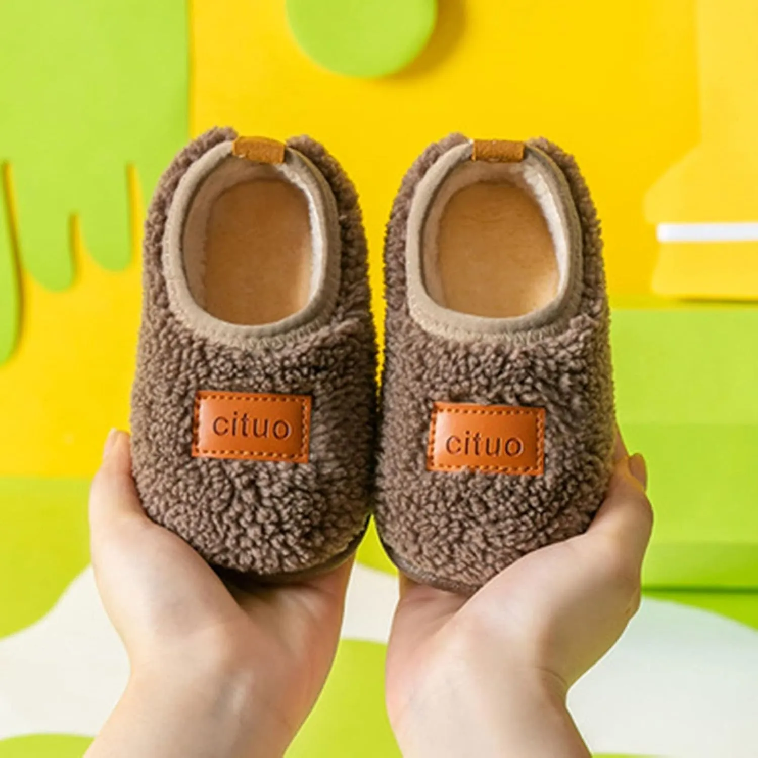 Childrens Girl Cotton Shoes Solid Color Fashion Soft Sole Winter Warm Indoor Non Slip Cotton Shoe Kid