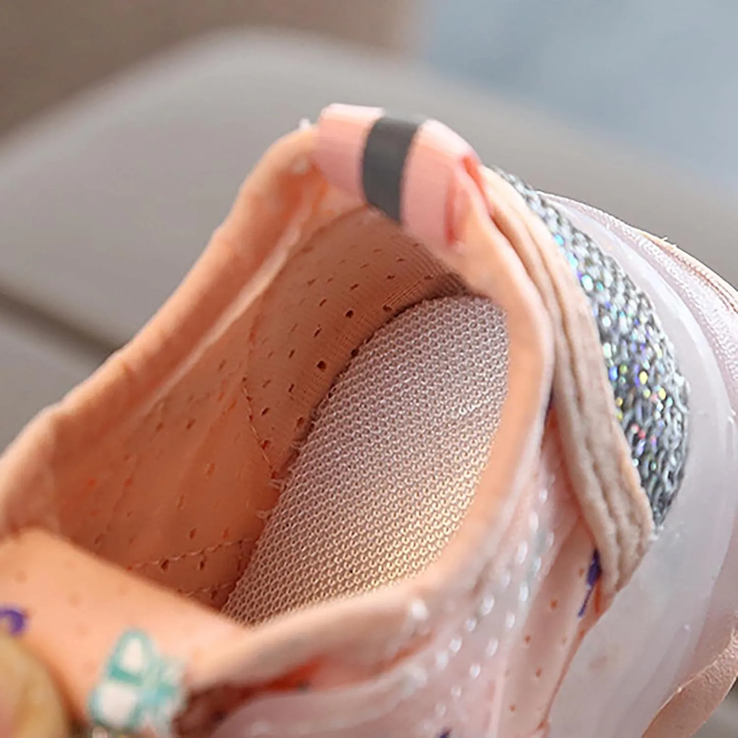 Children's Sneakers Butterfly Print LED Light Shoes Daddy Shoes Lacing Breathable Soft Soles Toddler Athletic Shoes