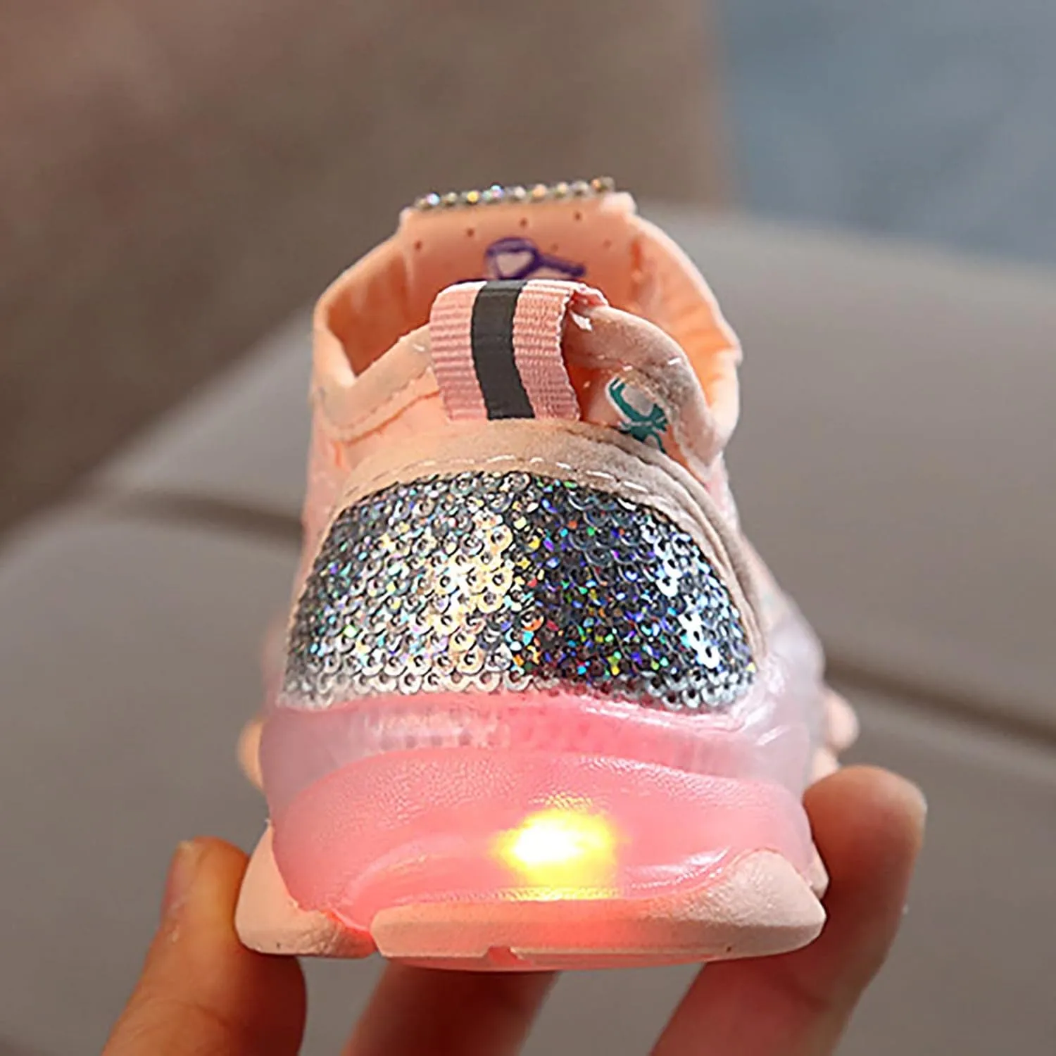 Children's Sneakers Butterfly Print LED Light Shoes Daddy Shoes Lacing Breathable Soft Soles Toddler Athletic Shoes
