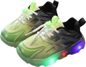 Children's Sneakers Color Gradient LED Light Shoes Dad Shoes Soft Soles Girls Shoes Wide