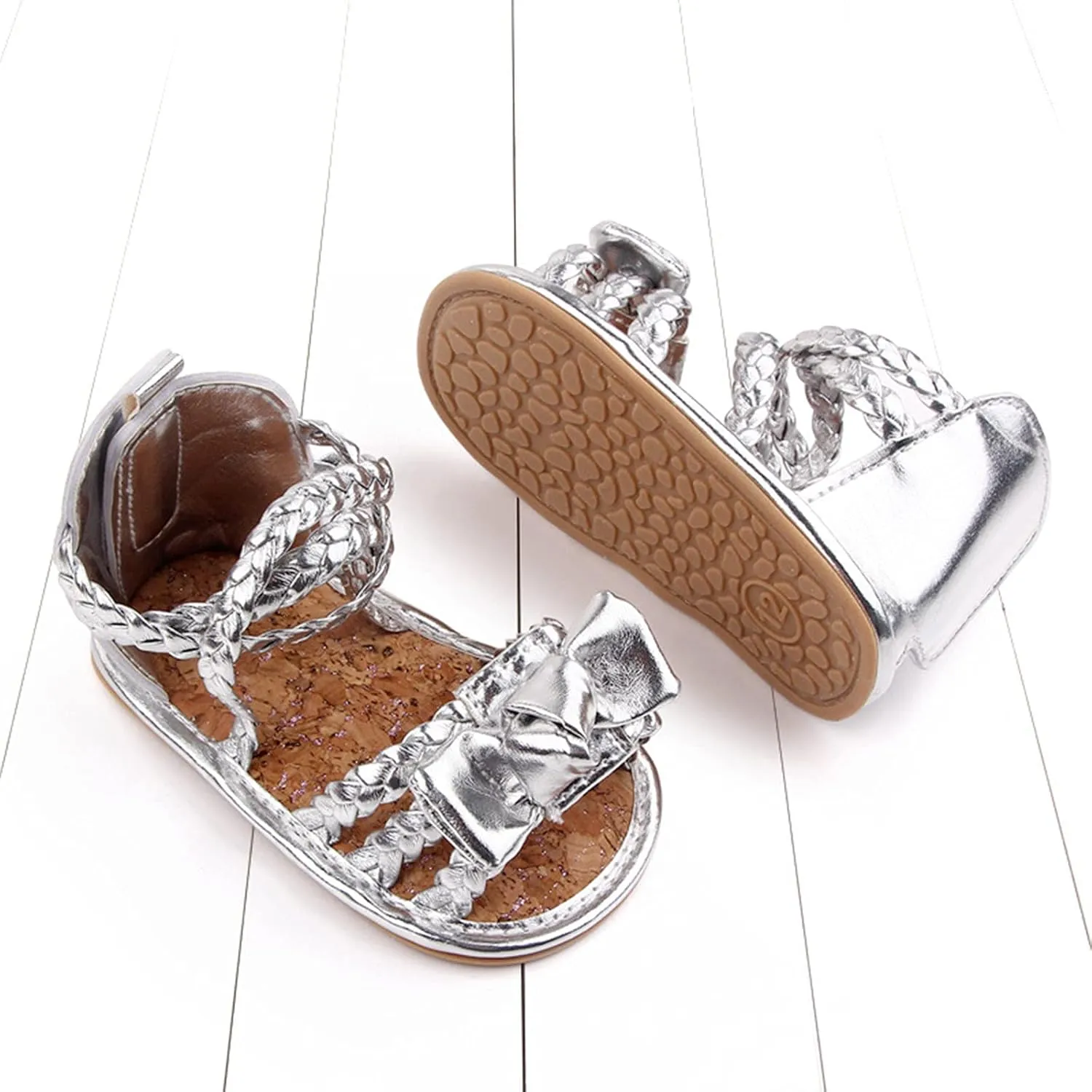 Closed Toe Sandals for Girls Walking Summer Boys Soft Non-Slip Baby Bow Sole Girls Rubber Sandals Shoes Flat Baby Shoes