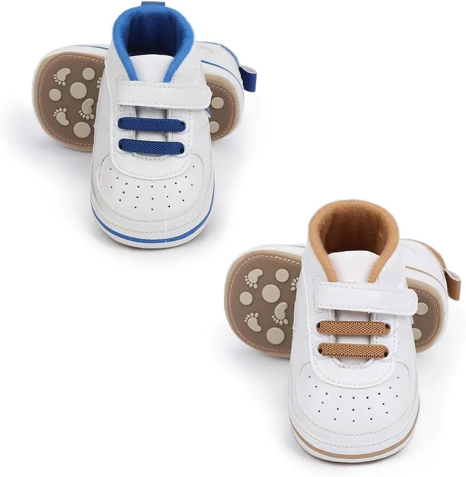 Clowora Unsex Baby Shoes Boys Girls Infant Sneakers Non-Slip Soft Rubber Sole Toddler Crib First Walker Lightweight Shoes