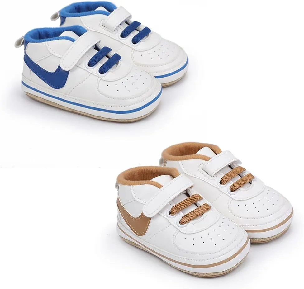 Clowora Unsex Baby Shoes Boys Girls Infant Sneakers Non-Slip Soft Rubber Sole Toddler Crib First Walker Lightweight Shoes