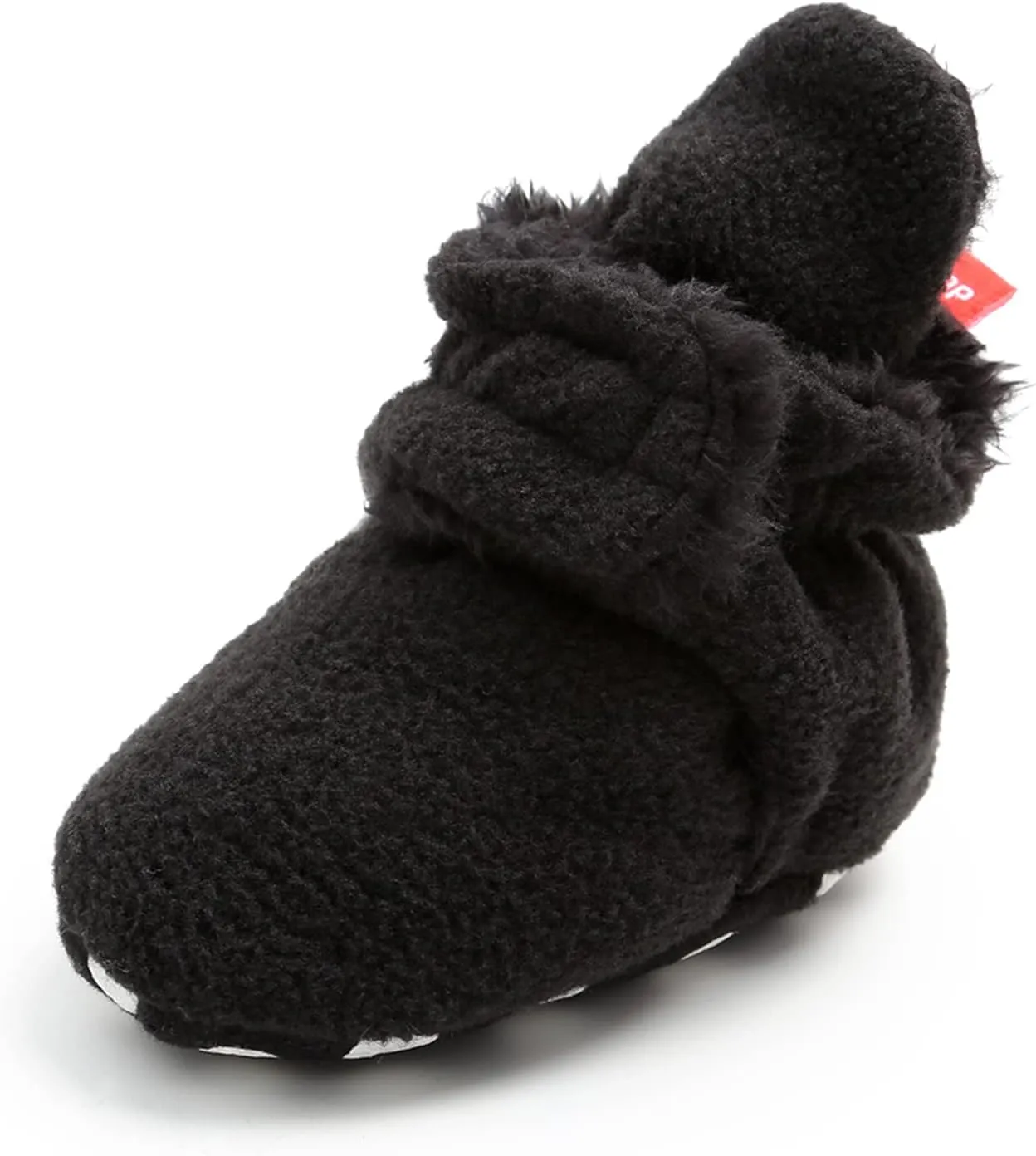 Cotton Baby Booties Non Skid Soft Sole Stay On Baby Shoes House Slippers for Baby Boys Girls Toddlers 0-18 Months (Black-2, 0-6 Months)