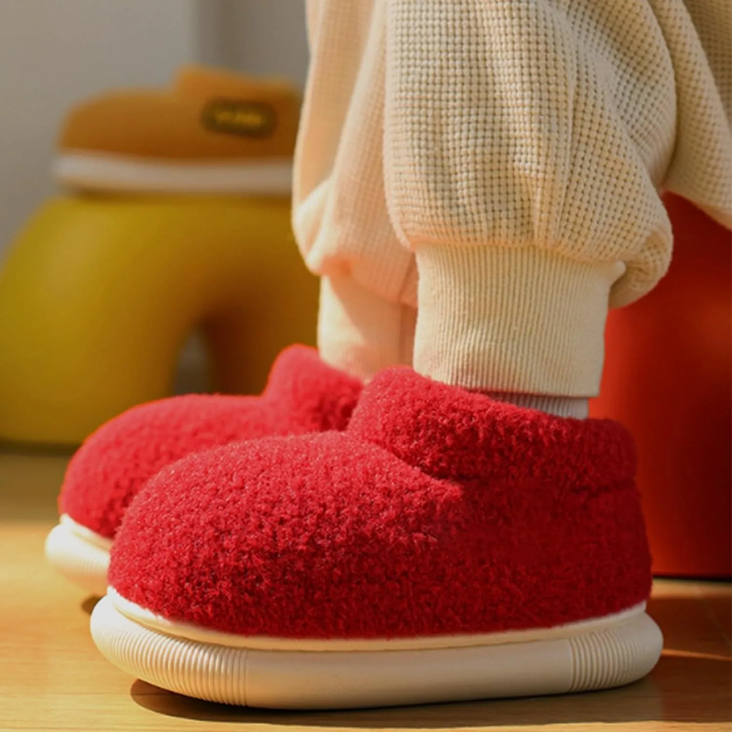 Cozy Fleece Booties Slippers for Infant Toddler Girls, Non-Slip Soft Sole Furry Thickened Warm House Indoor Shoes