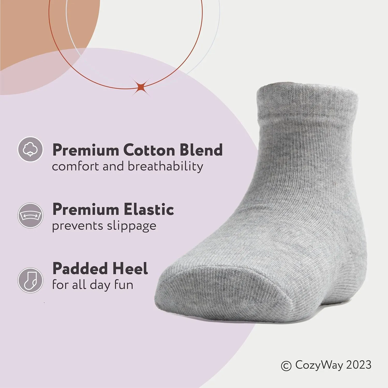 CozyWay Baby & Toddler Socks Crew Comfy Cotton Socks For Girls and Boys Babies Soft & Breathable Infant - 12 Pack