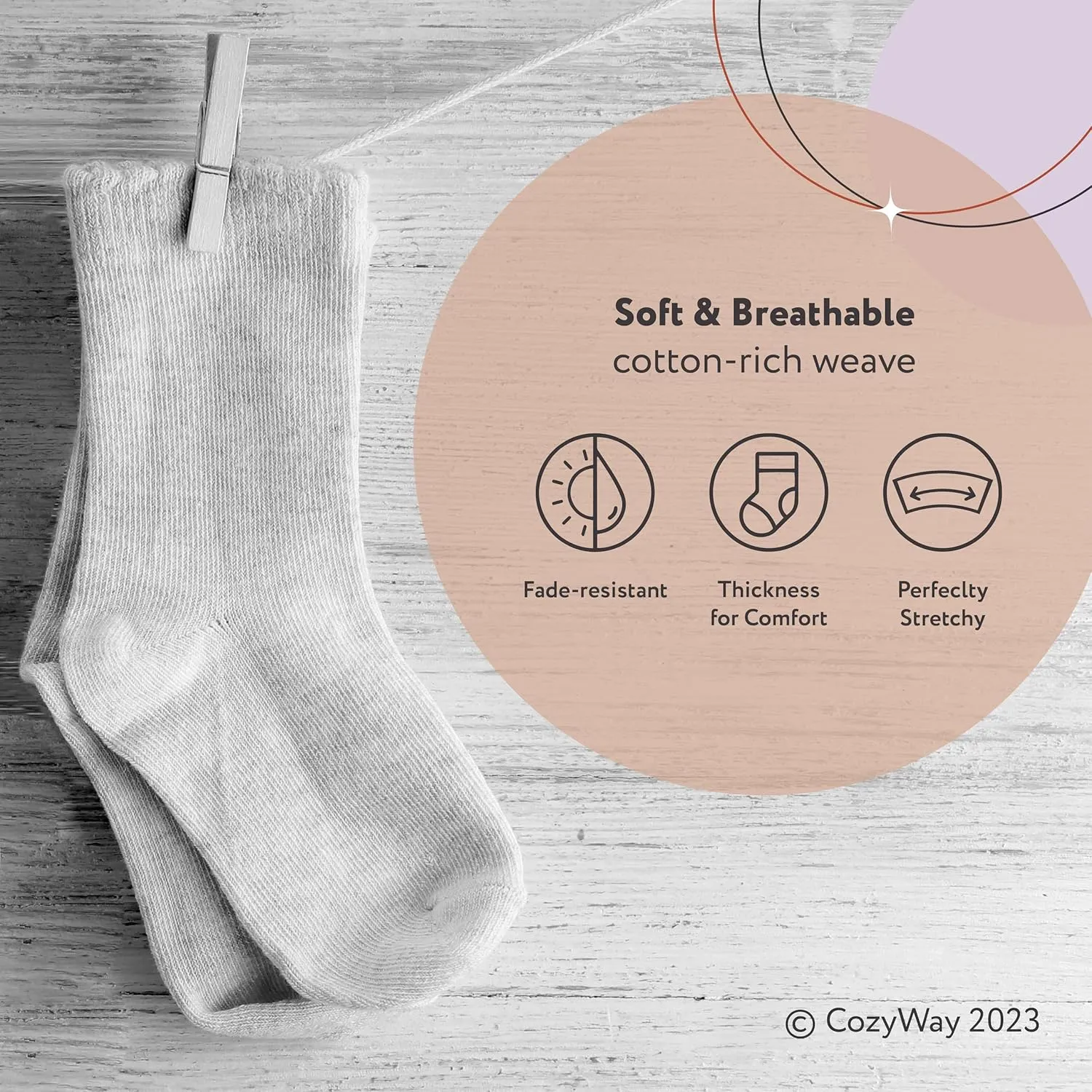 CozyWay Baby & Toddler Socks Crew Comfy Cotton Socks For Girls and Boys Babies Soft & Breathable Infant - 12 Pack