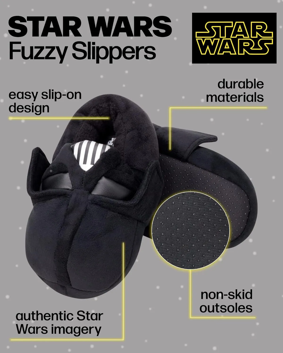 Disney Mandalorian Boys' Star Wars Slippers - 3D Baby Yoda Plush Fuzzy Slippers - Darth Vader Slippers for Boys (Shoe Size: 11-5)