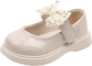 Dress Shoes for Girls,1-6 Years Girls Sandals Children Shoes Pearl Bow Tie Hook Loop Princess Dance Shoes Baby Shoes