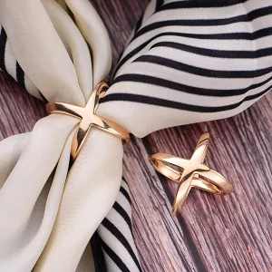 Elegant X-Shape Scarf Clips  3pcs  – Stylish Metal Brooches for Women’s Accessories