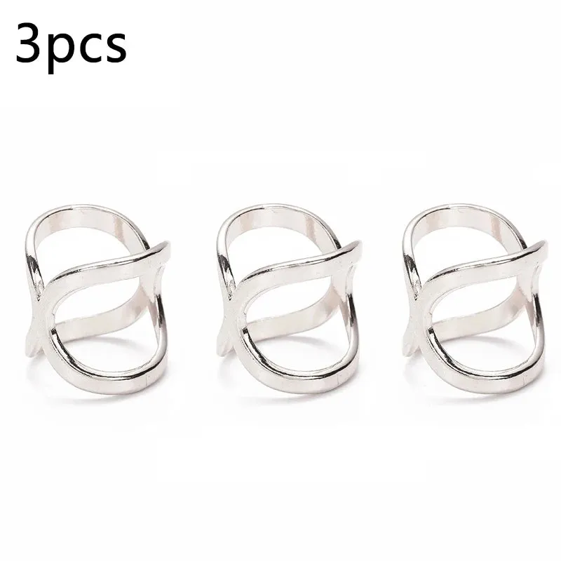 Elegant X-Shape Scarf Clips  3pcs  – Stylish Metal Brooches for Women’s Accessories