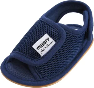 EnJoCho Baby Sport Shoes Baby Girls Rubber Mesh Non-Slip Boys Sandals Flat Shoes Shoes Soft Sole Walking Baby Shoes (Navy, 13-18M)