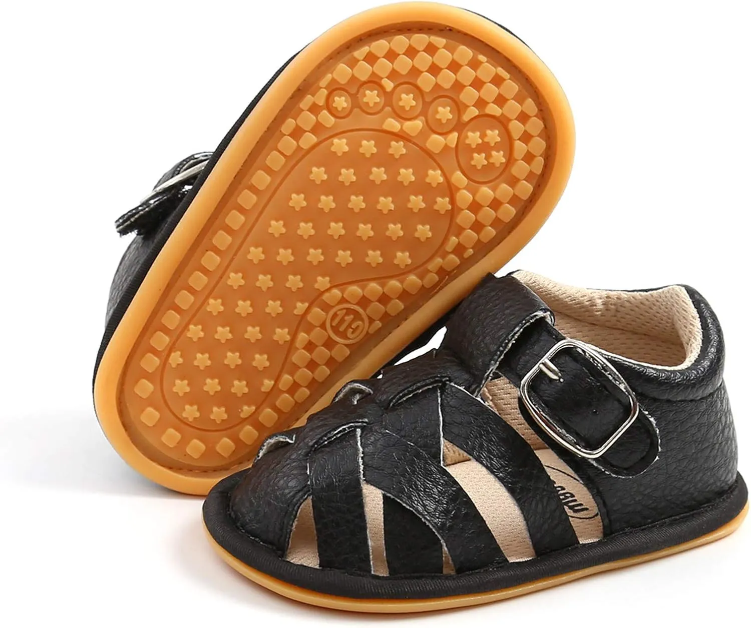 EnJoCho Chldren Soft Rubber Girls Flat Sandals Walking Shoes Baby Boys Non-Slip Sole Summer Baby Shoes Summer (Black, 0-6 Months)