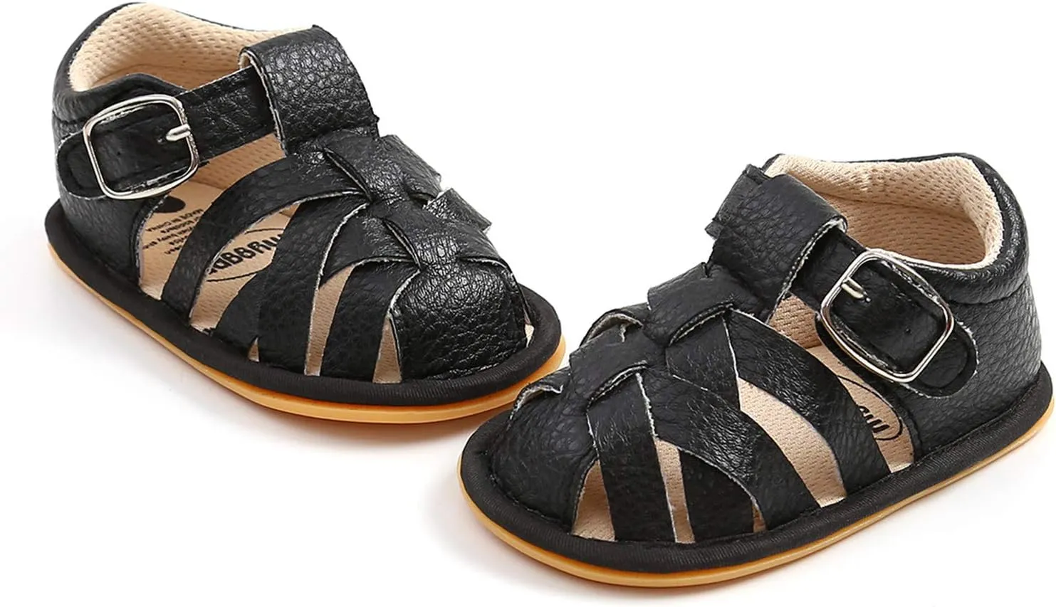 EnJoCho Chldren Soft Rubber Girls Flat Sandals Walking Shoes Baby Boys Non-Slip Sole Summer Baby Shoes Summer (Black, 0-6 Months)