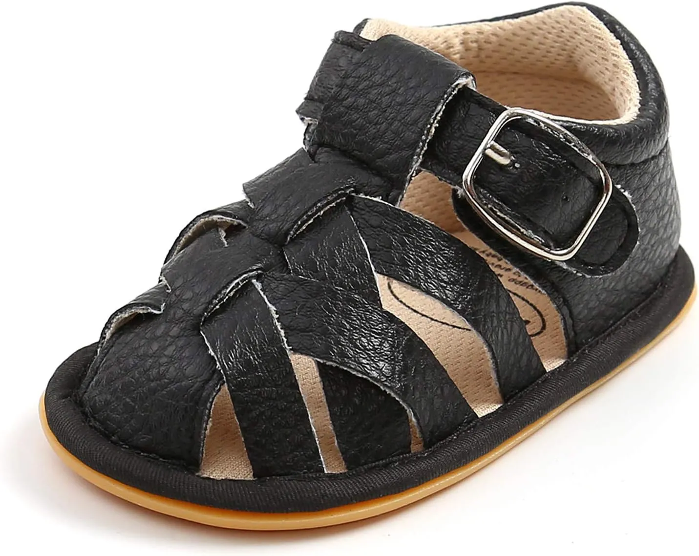 EnJoCho Chldren Soft Rubber Girls Flat Sandals Walking Shoes Baby Boys Non-Slip Sole Summer Baby Shoes Summer (Black, 0-6 Months)