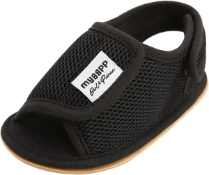 EnJoCho Cute Baby Girls Rubber Mesh Non-Slip Boys Sandals Flat Shoes Shoes Soft Sole Walking Baby Lightwight Shoes (Black, 11-6M)