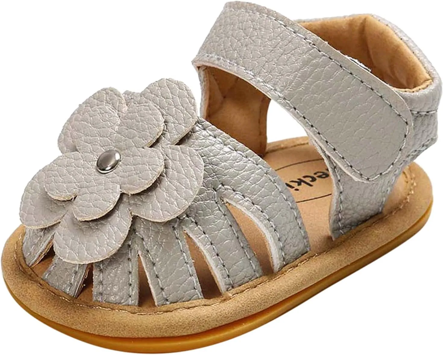 EnJoCho Cute Sandals Soft Baby Flower Girls Non-Slip Flat Rubber Sole Shoes Walking Boys Baby Lightwight Shoes (Grey, 2Hmm)