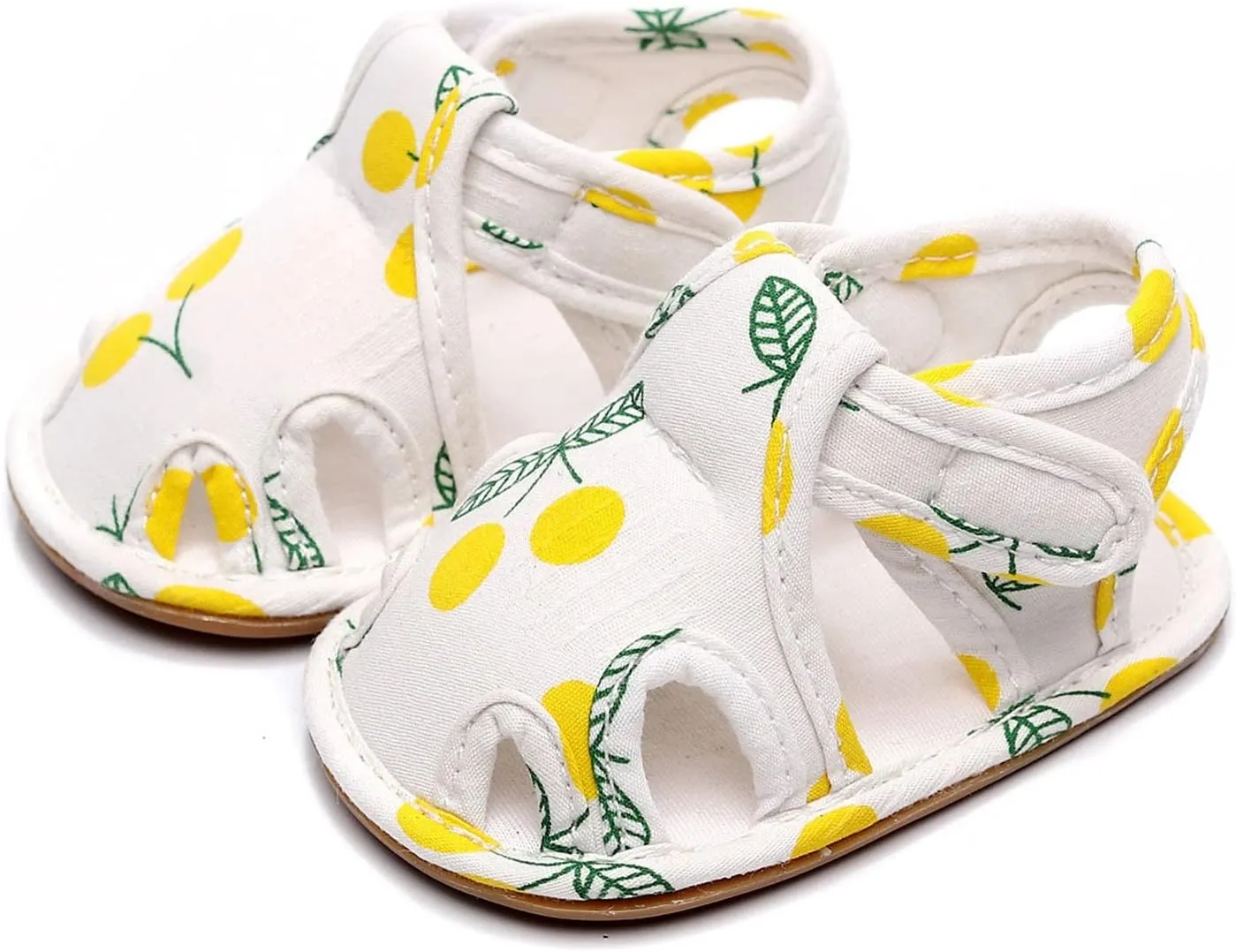 EnJoCho Infant Toddler Shoes Soft Sole Non Slip Toddler Floor Shoes Fruit Cherry Print Sandals Toddler Walking Shoes (Yellow, 6Months)