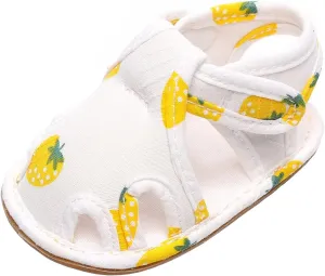 EnJoCho Infant Toddler Shoes Soft Sole Non Slip Toddler Floor Shoes Fruit Strawberry Print Sandals Toddler Walking Shoes (Yellow, 9Months)