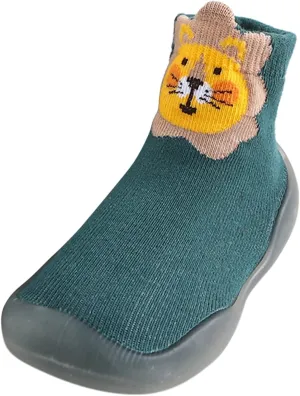 EnJoCho Non Slip Shoes for Toddler Baby Boys Girls Solid Warm Knit Soft Sole Rubber Shoes Slipper Stocking Soft Shoes Socks (Green, 20)