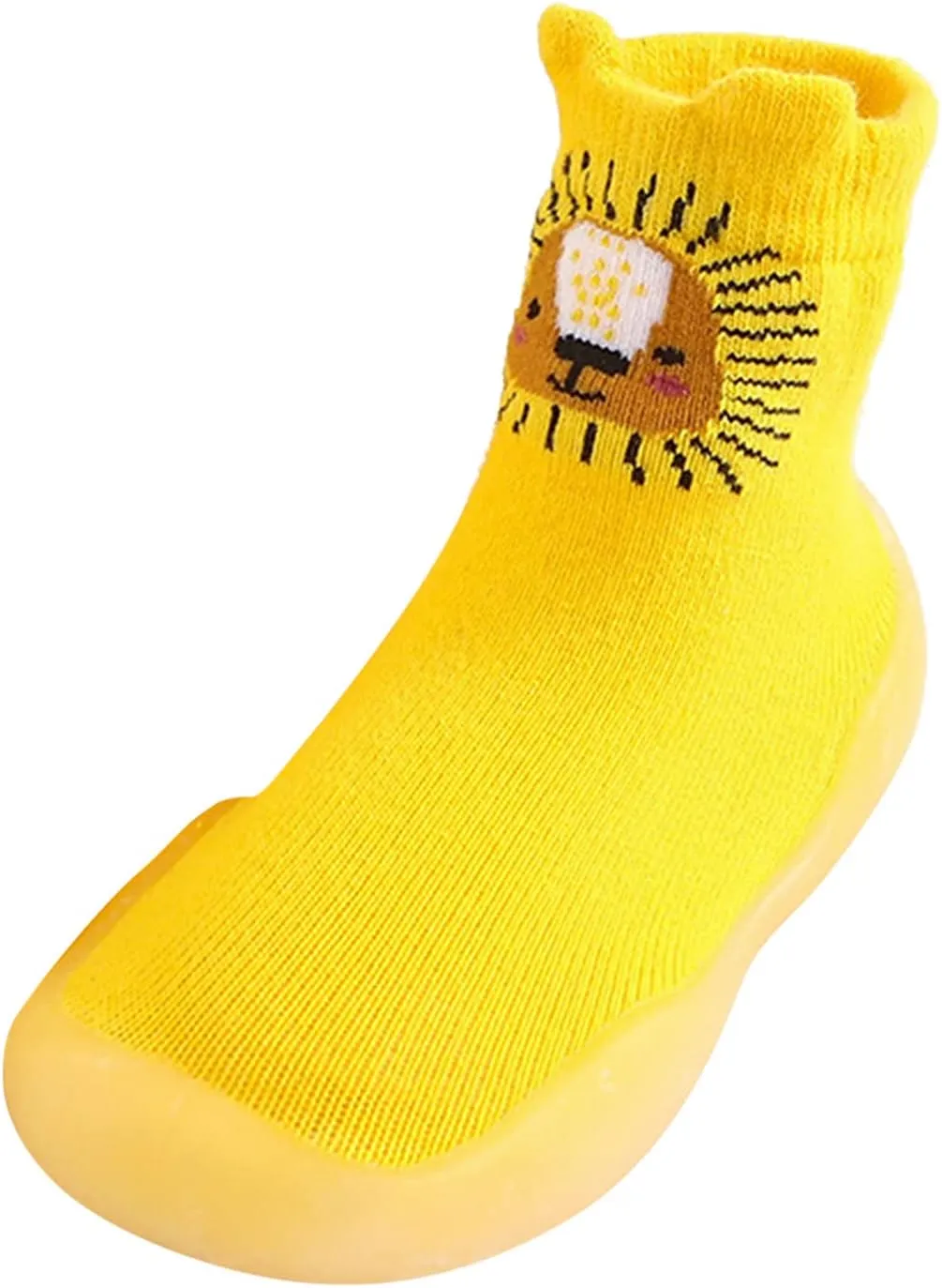 EnJoCho Non Slip Shoes for Toddler Baby Boys Girls Solid Warm Knit Soft Sole Rubber Shoes Slipper Stocking Soft Shoes Socks (Yellow, 20)