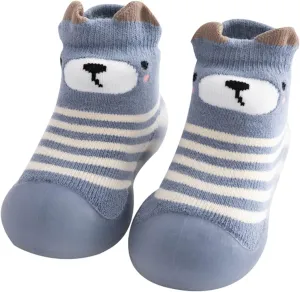 EnJoCho Outdoor Shoes for Children Kids Toddler Baby Boys Girls Solid Warm Knit Soft Sole Rubber Shoes Sock Slipper Stocking (Blue, 26)