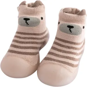 EnJoCho Outdoor Shoes for Children Kids Toddler Baby Boys Girls Solid Warm Knit Soft Sole Rubber Shoes Sock Slipper Stocking (Khaki, 26)