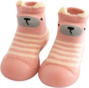 EnJoCho Outdoor Shoes for Children Kids Toddler Baby Boys Girls Solid Warm Knit Soft Sole Rubber Shoes Sock Slipper Stocking (Pink, 24)