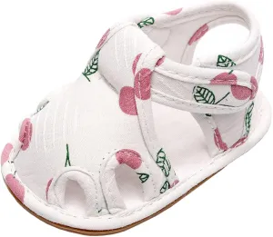 EnJoCho Sport Shoes for Baby Infant Toddler Shoes Soft Sole Non Slip Toddler Floor Shoes Fruit Cherry Print Sandals (Pink, 6Months)