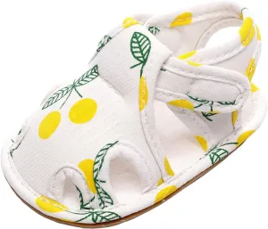 EnJoCho Sport Shoes for Baby Infant Toddler Shoes Soft Sole Non Slip Toddler Floor Shoes Fruit Cherry Print Sandals (Yellow, 3Months)