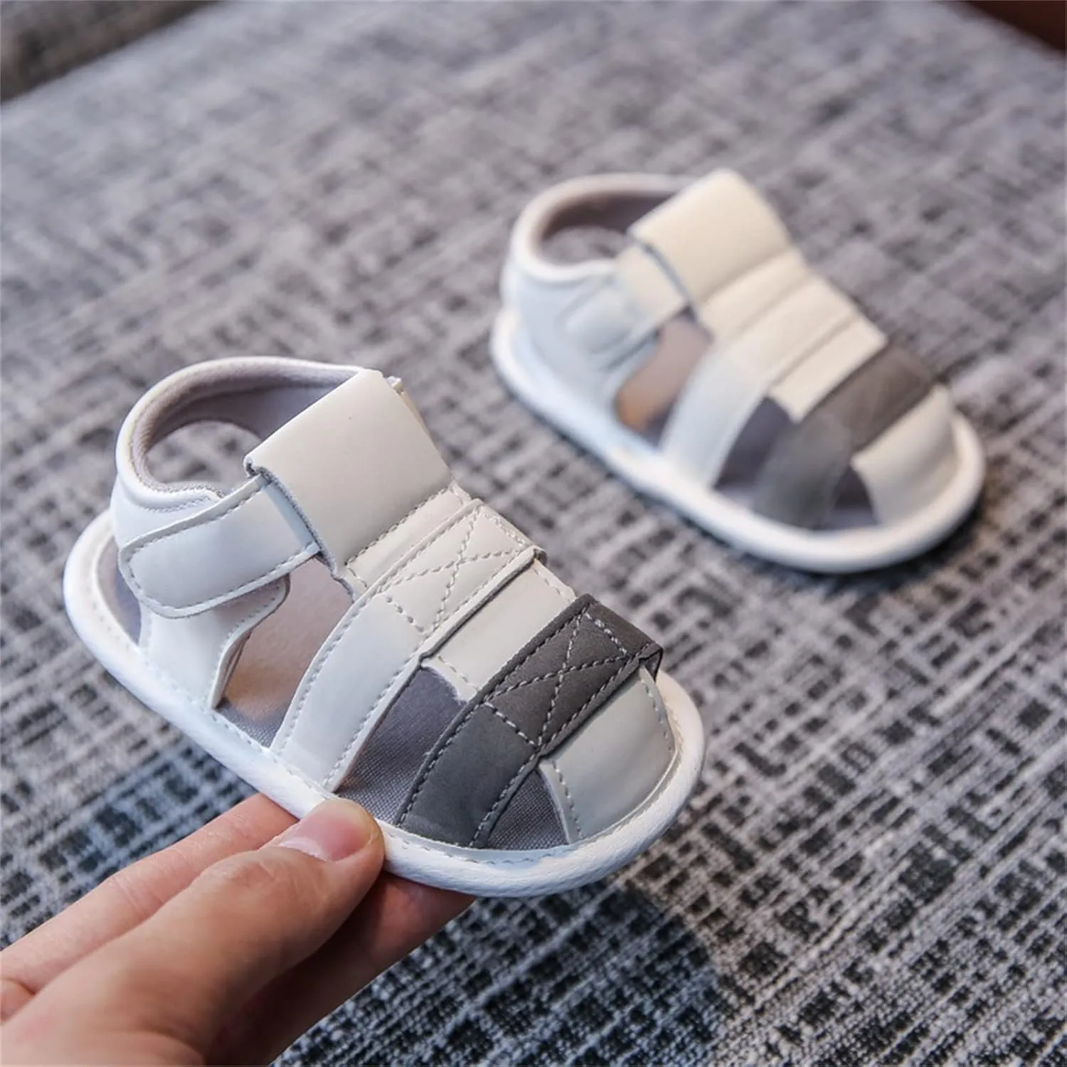 EnJoCho Spring and Summer Children Sandals Toddler Shoes Soft Sole Cute Lightweight Toddler Walking Casual Shoes (Grey, 0Months)